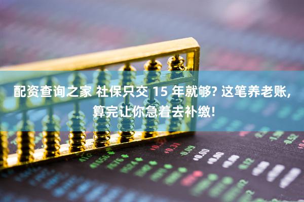 配资查询之家 社保只交 15 年就够? 这笔养老账, 算完让你急着去补缴!