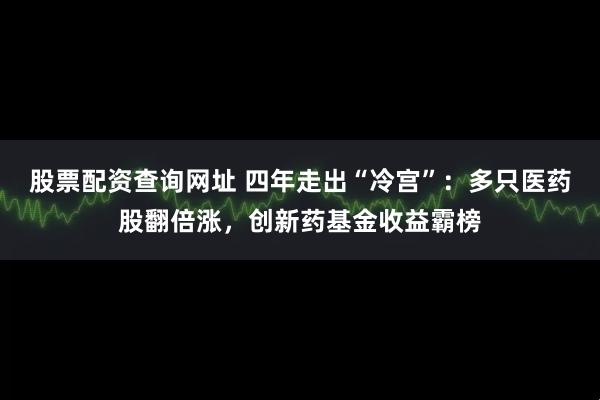 股票配资查询网址 四年走出“冷宫”：多只医药股翻倍涨，创新药基金收益霸榜